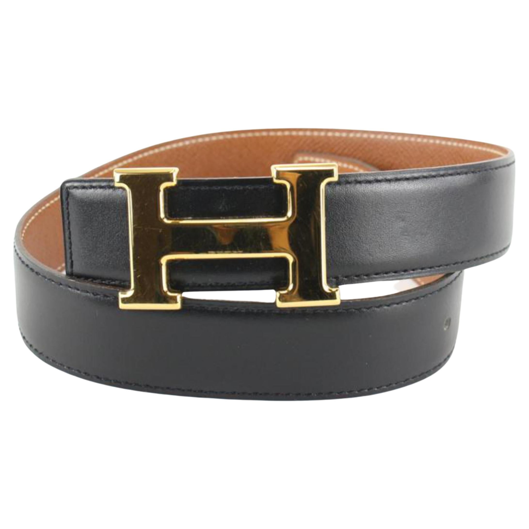Hermès 32mm Black x Brown Reversible H Logo Belt Kit 97he719s
