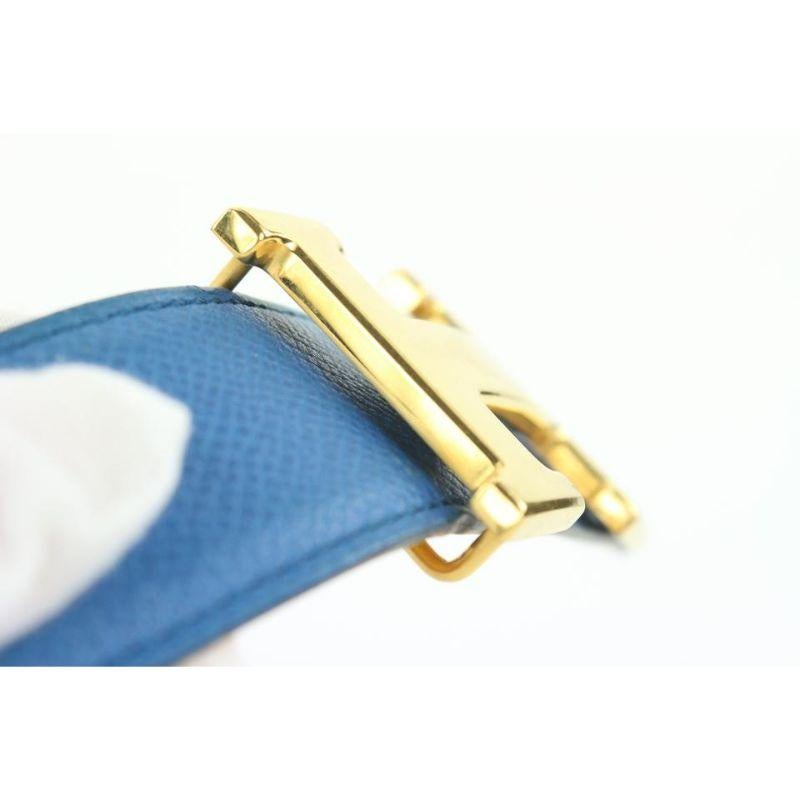Hermès 32mm Blue x Yellow x Gold Reversible H Logo Belt Kit 862746 1