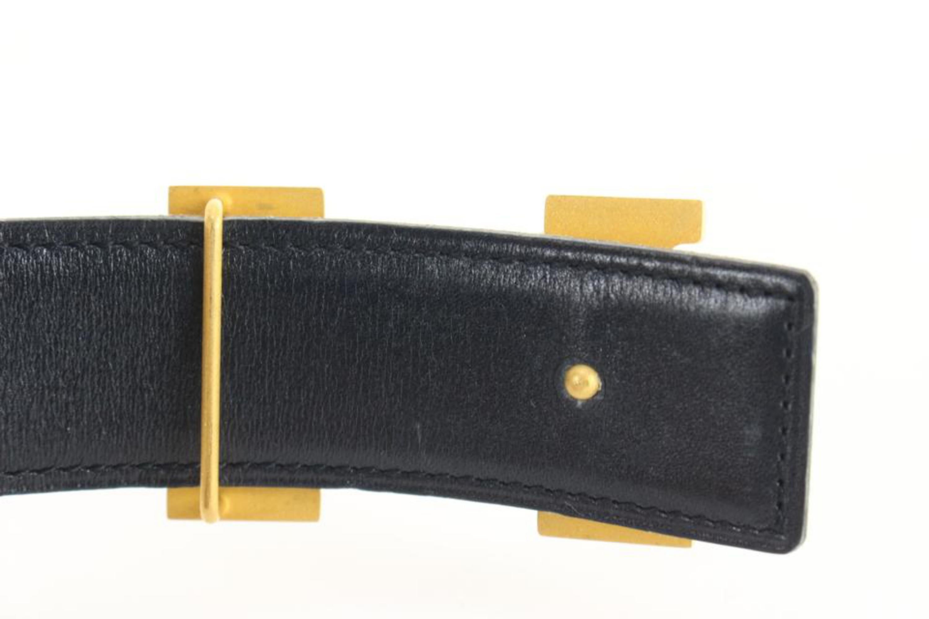 Hermès 32mm marron x noir x or réversible H Logo Belt Kit 56h815s Bon état - En vente à Dix hills, NY