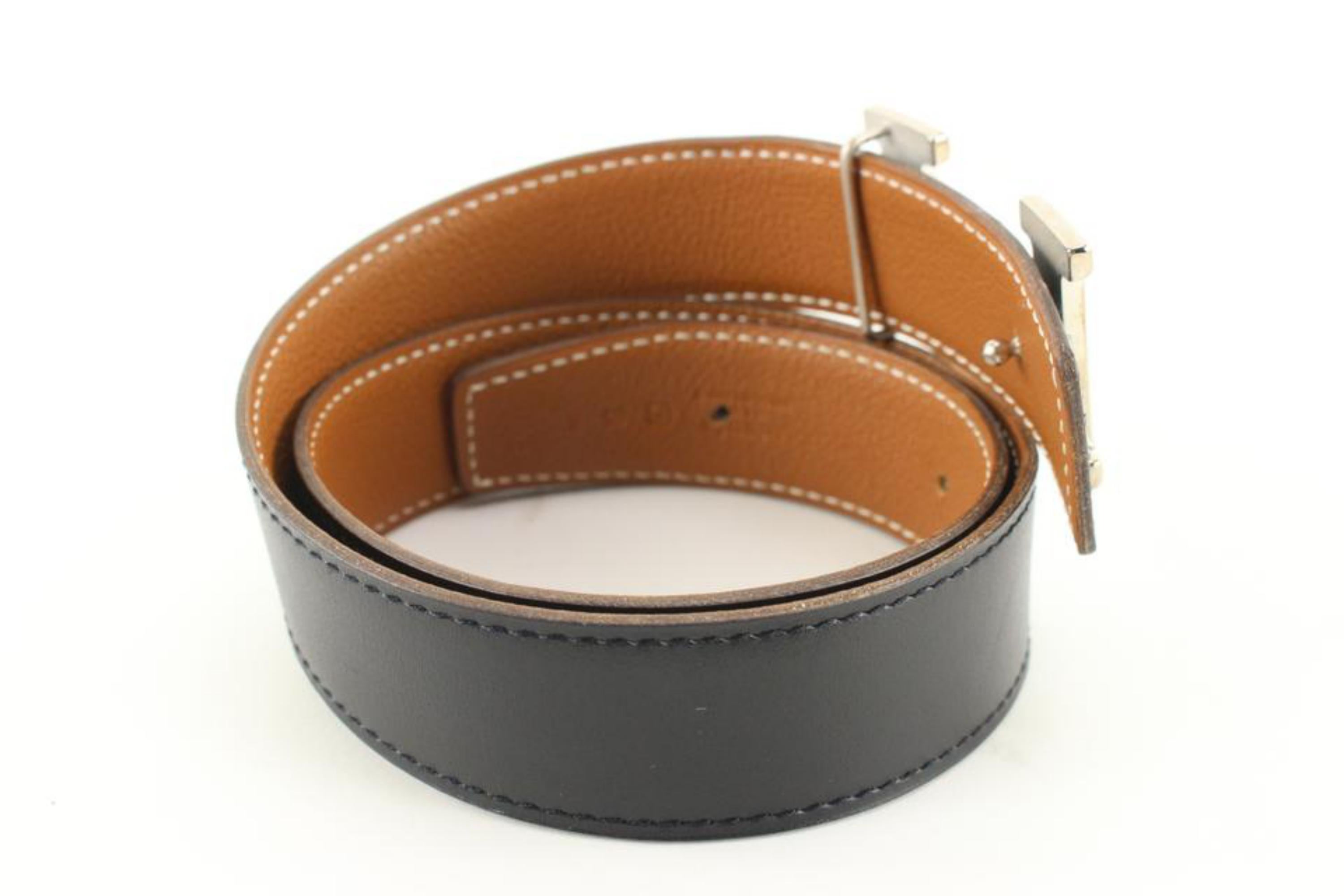 Hermès 32mm Martelee Reversible H Logo Belt Hammered Buckle 85h629s en vente 1