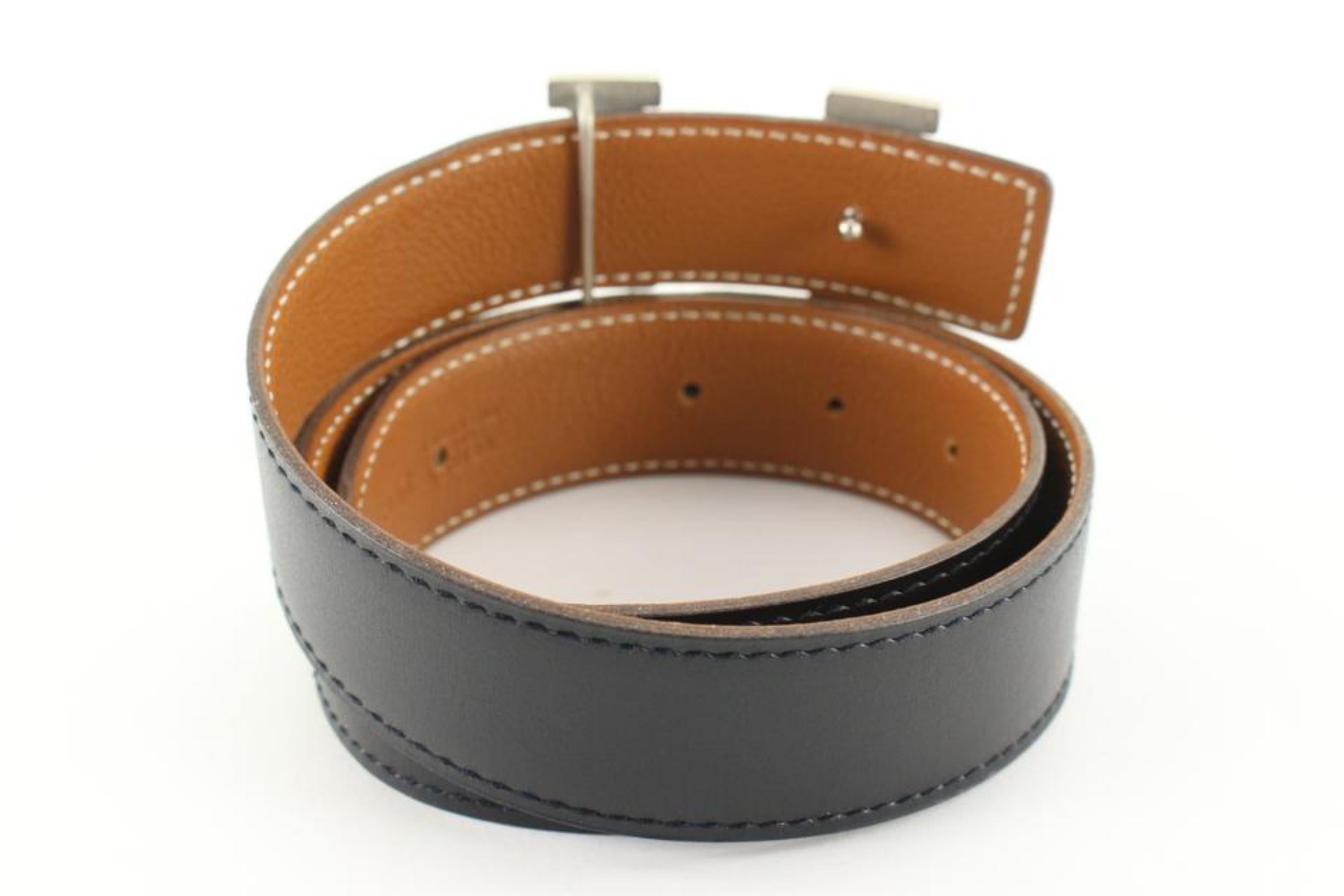 Hermès 32mm Martelee Reversible H Logo Belt Hammered Buckle 85h629s In Good Condition For Sale In Dix hills, NY
