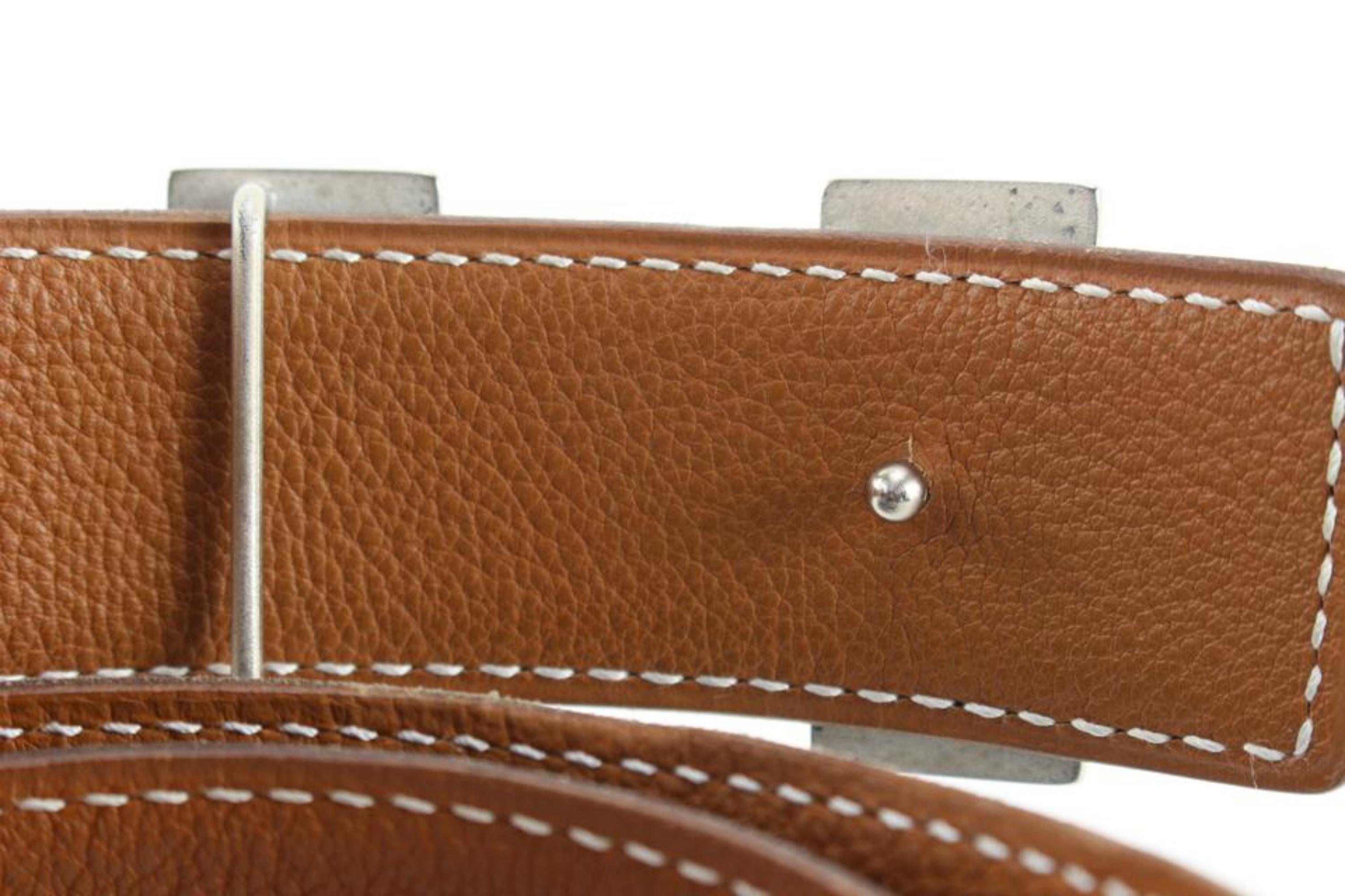 Hermès 32mm Martelee Reversible H Logo Belt Hammered Buckle 85h629s en vente 3