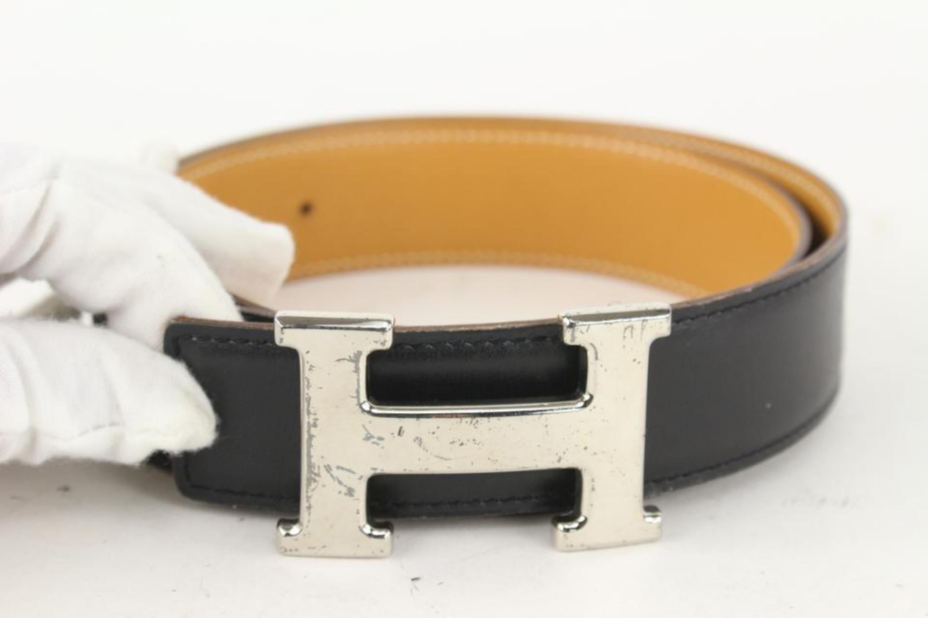 Hermès 32mm Reversible H Logo Belt Kit Black x Brown x Silver 105h3 For Sale 5