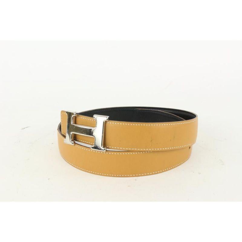 Hermès 32mm Reversible H Logo Belt Kit Black x Brown x Silver 105h3 In Good Condition For Sale In Dix hills, NY