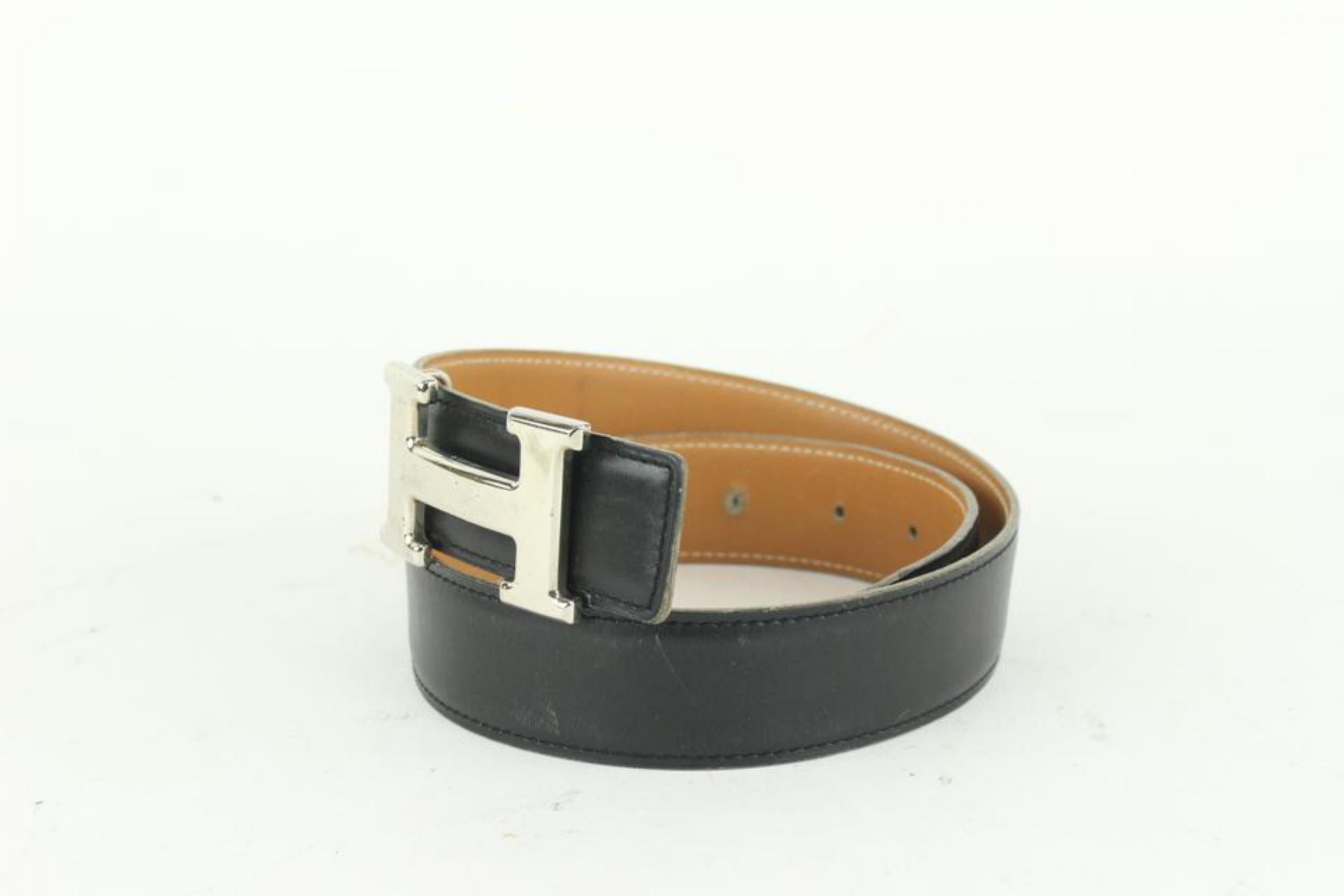 Hermès 32mm Reversible H Logo Belt Kit Black x Brown x Silver 929her87 For Sale 8