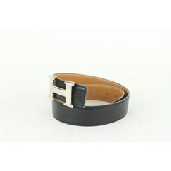 Hermès 32mm Wendbarer H-Logo-Gürtelset Schwarz x Braun x Silber 929her87