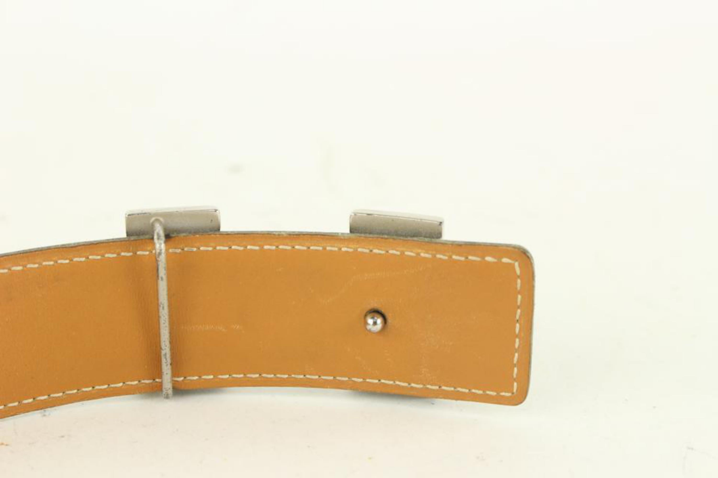 Hermès 32mm Reversible H Logo Belt Kit Black x Brown x Silver 929her87 In Fair Condition For Sale In Dix hills, NY