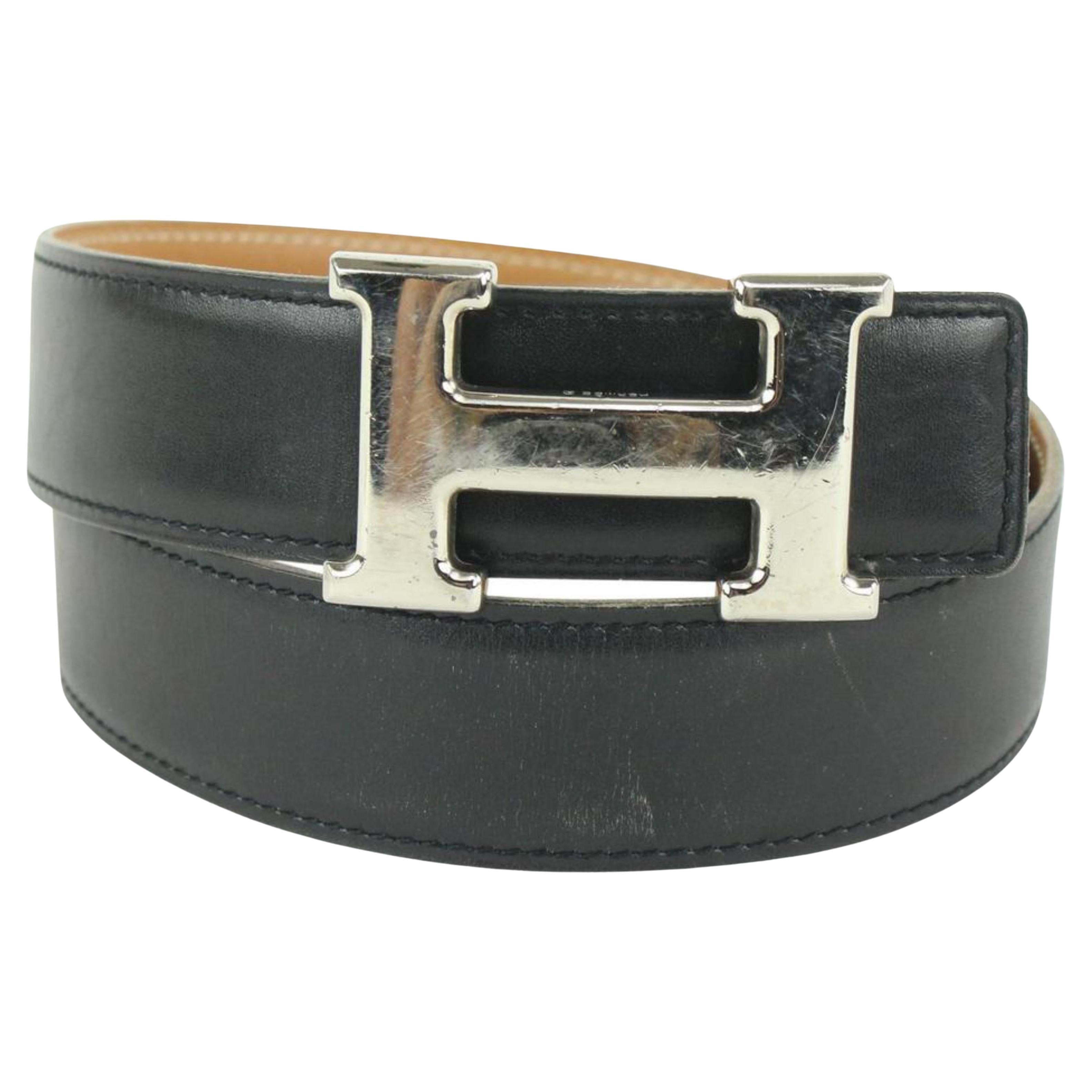 Hermès 32mm Reversible H Logo Belt Kit Black x Brown x Silver 929her87 For Sale