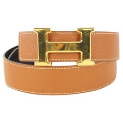 Hermès 32mm Reversible H Logo Belt Kit Brown x Black x Gold 264her27