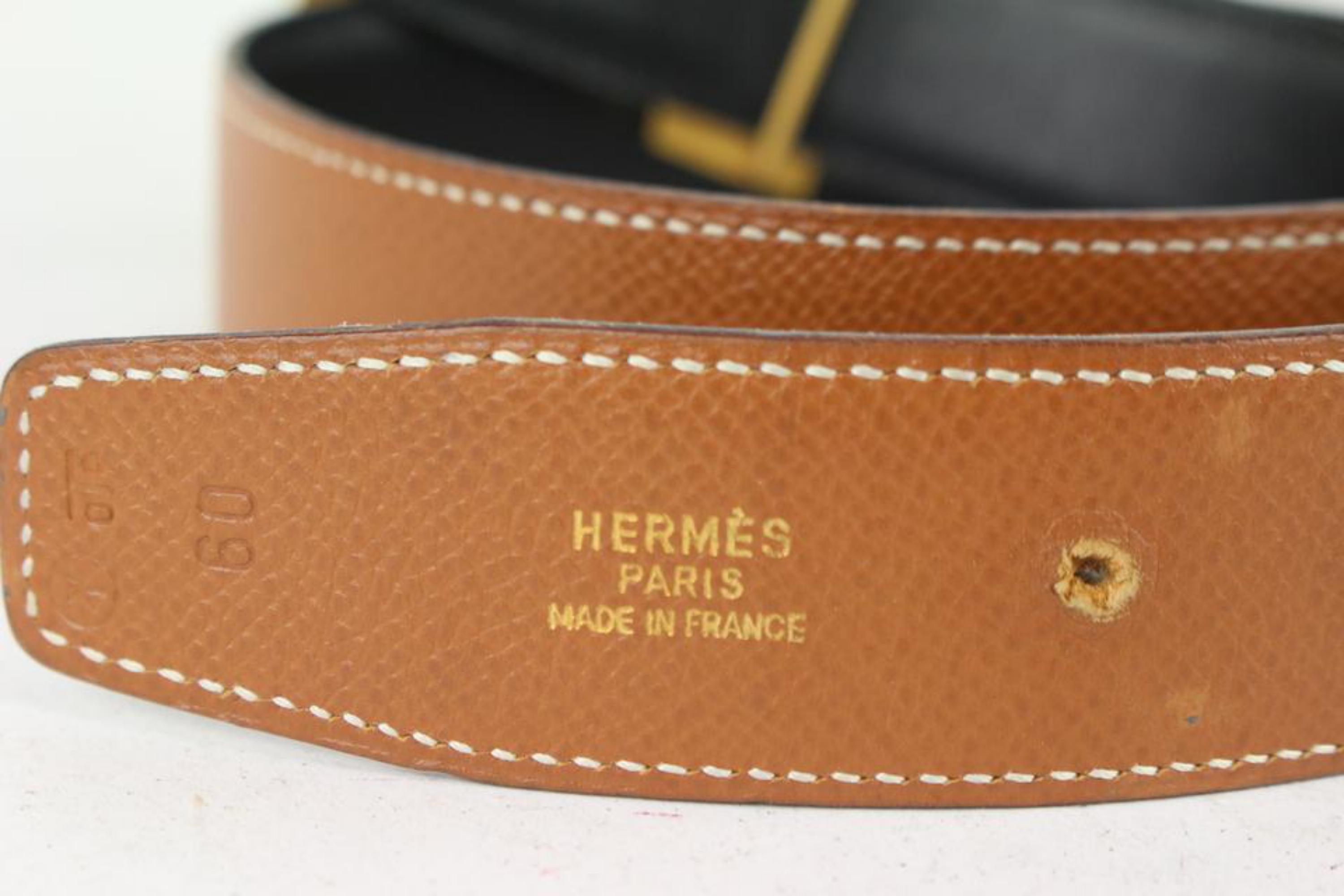 Orange Hermès 32mm Reversible H Logo Belt Kit Brown x Black x Gold 27H1S For Sale