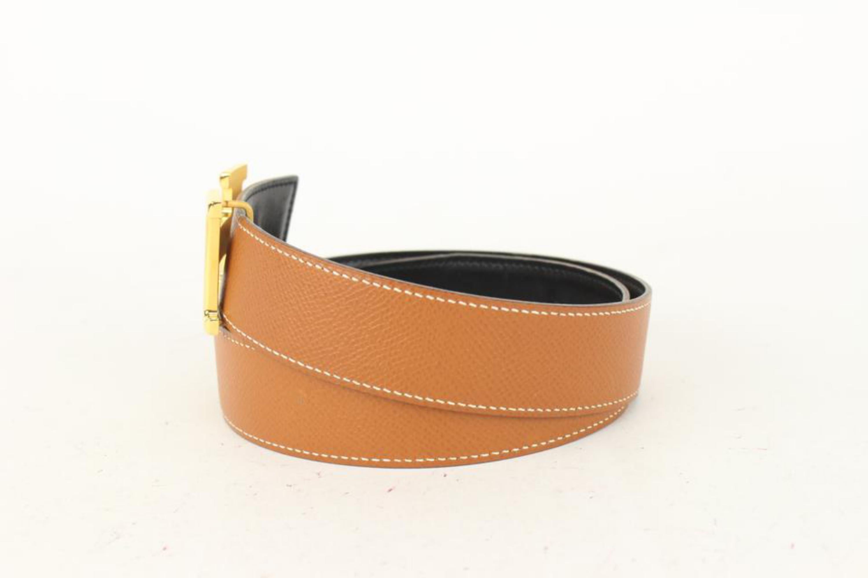 Hermès 32mm Reversible H Logo Belt Kit Brown x Black x Gold 27H1S For Sale 1