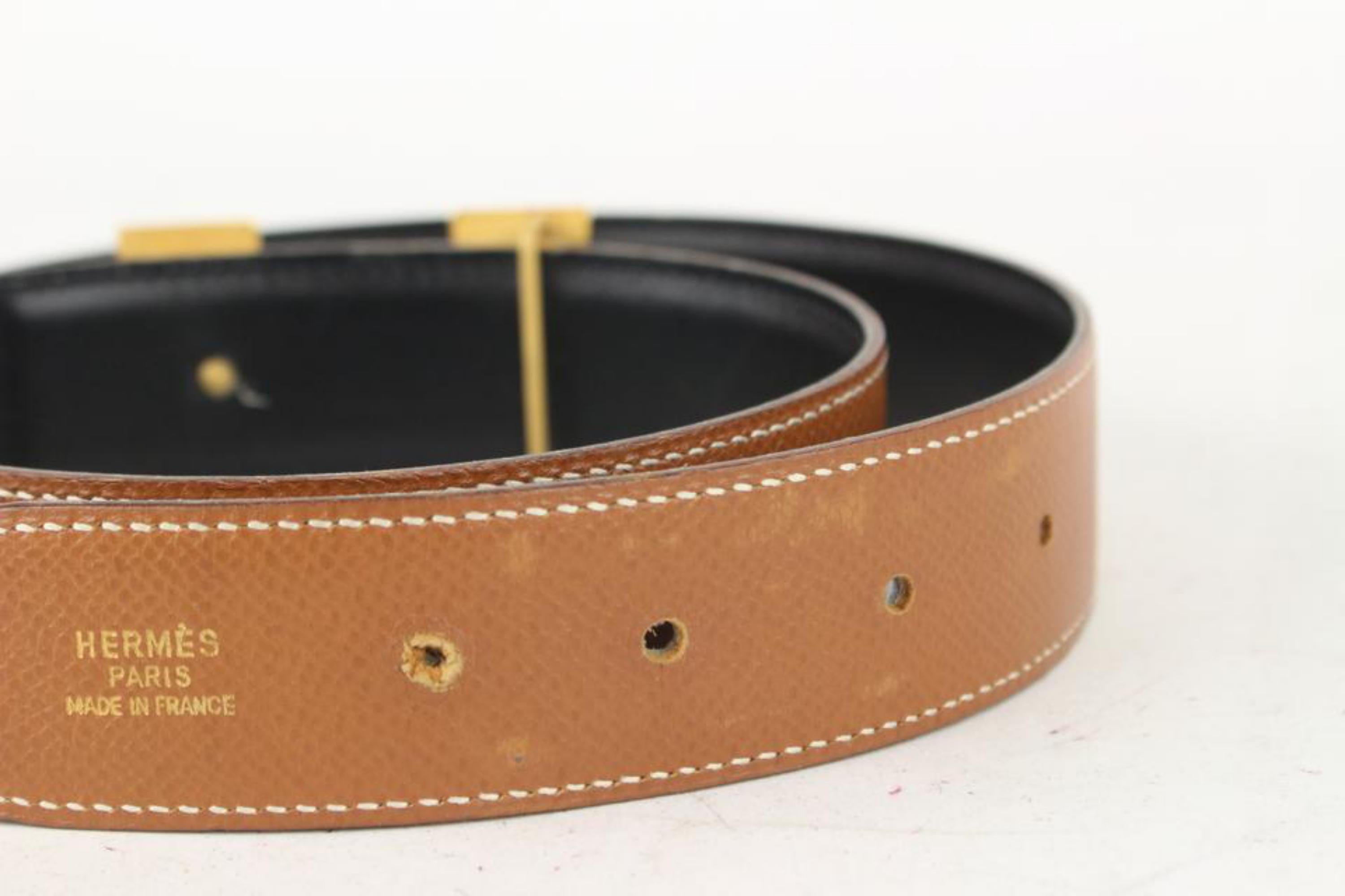 Hermès 32mm Reversible H Logo Belt Kit Brown x Black x Gold 27H1S For ...