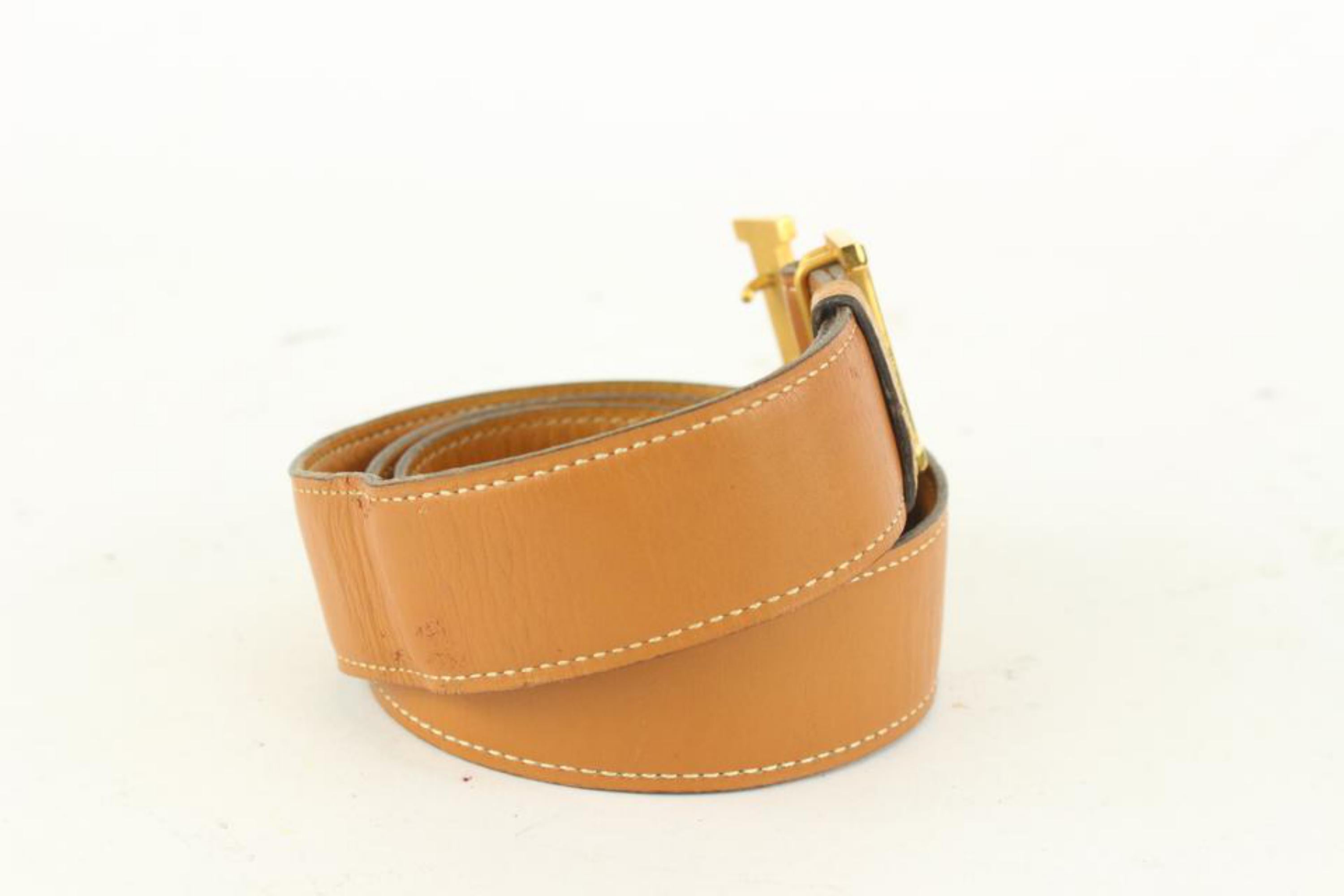 Hermès 32mm Reversible H Logo Belt Kit Brown x Gold 1H124 For Sale 4