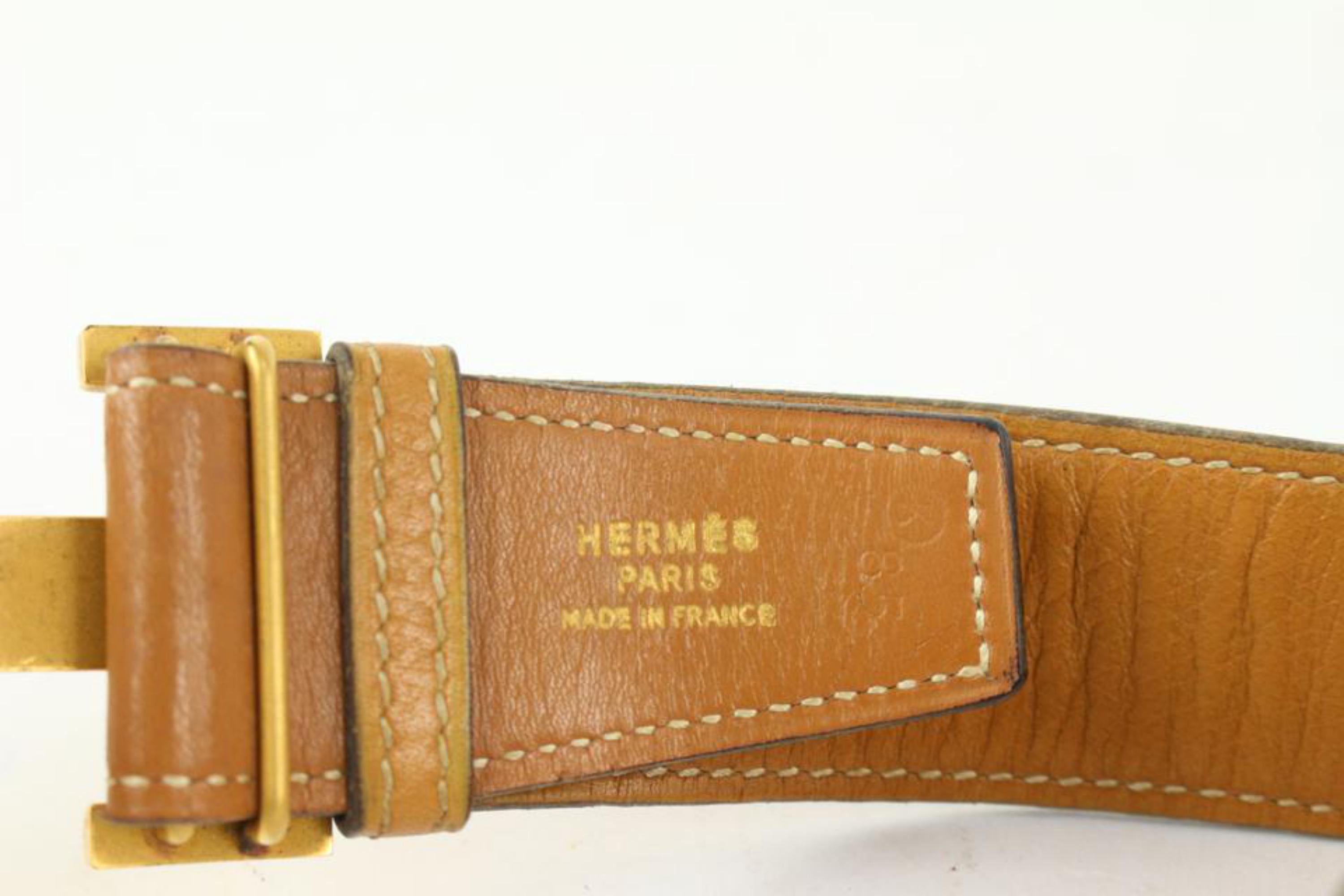 Hermès 32mm Reversible H Logo Belt Kit Brown x Gold 1H124 For Sale 5