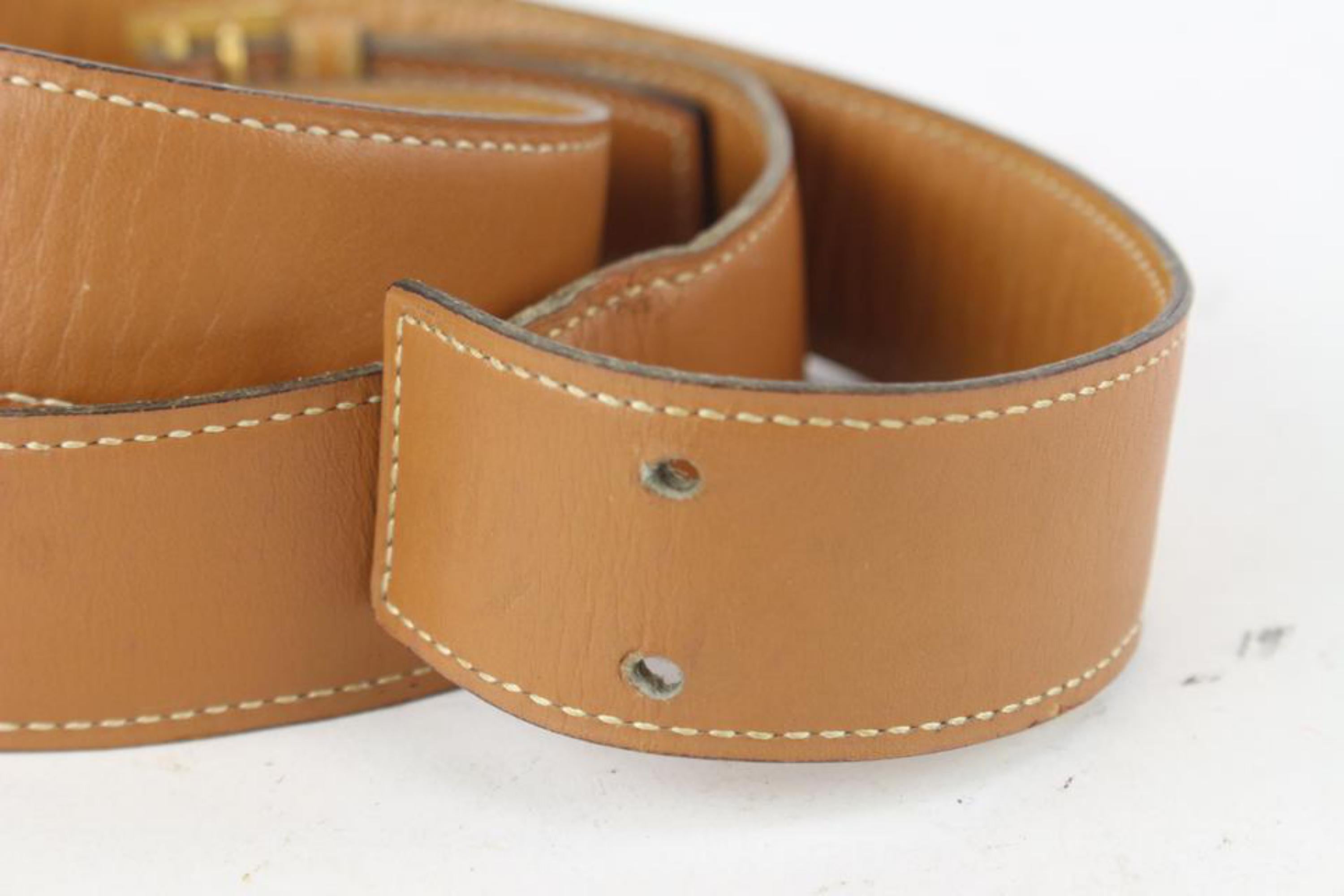 Hermès 32mm Reversible H Logo Belt Kit Brown x Gold 1H124 In Fair Condition For Sale In Dix hills, NY