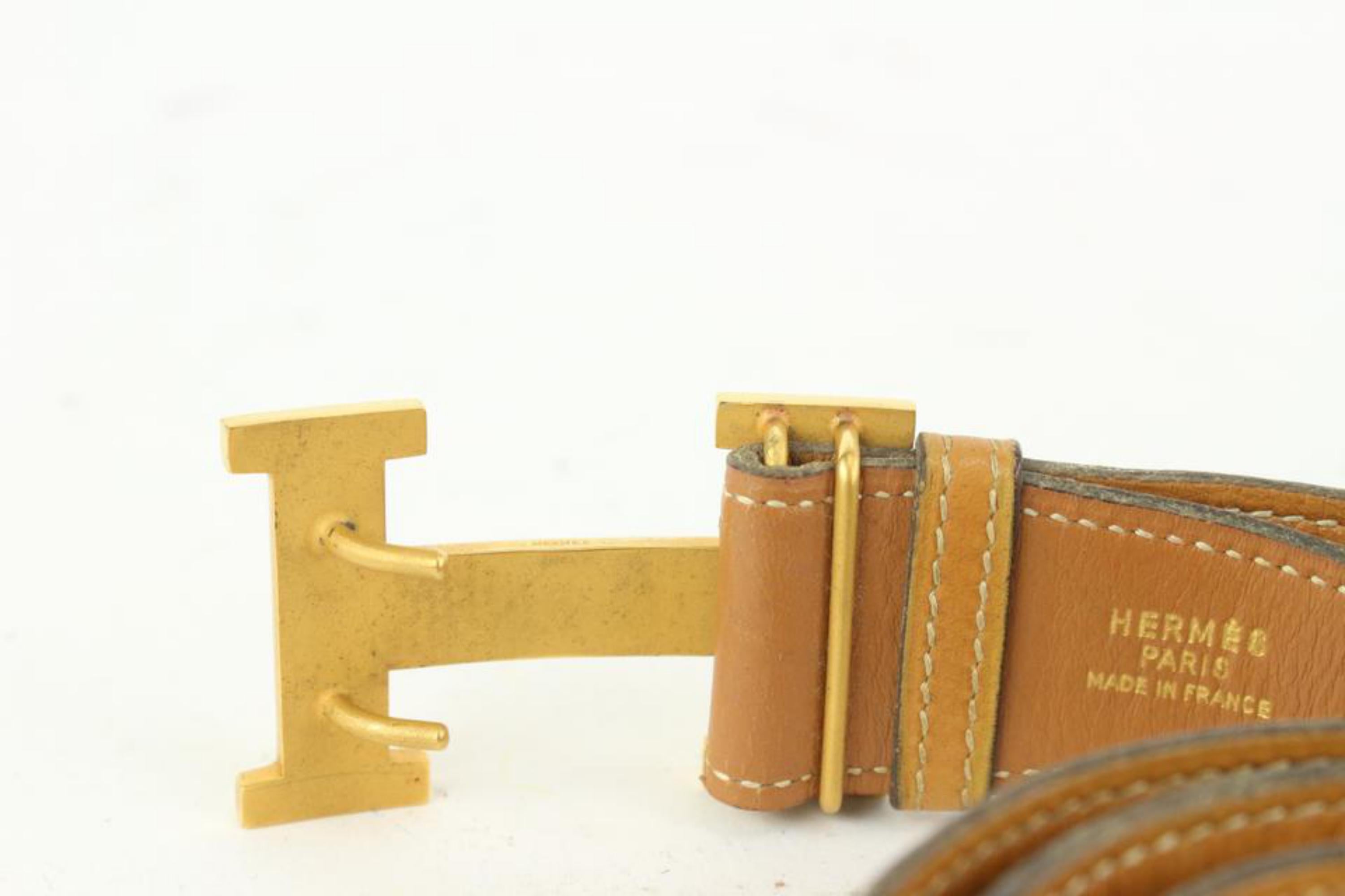 Hermès 32mm Reversible H Logo Belt Kit Brown x Gold 927her49 For Sale 2