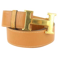 Hermès 32mm Reversible H Logo Belt Kit Brown x Gold 927her49