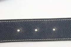 Kit ceinture 32mm réversible logo H Hermès Argent mat Noir x Bleu marine 114h47