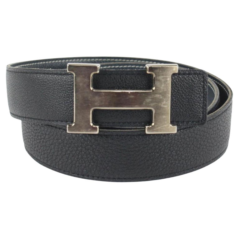 Hermès 32mm Reversible H Logo Belt Kit Matte Silver Black x Navy Blue ...