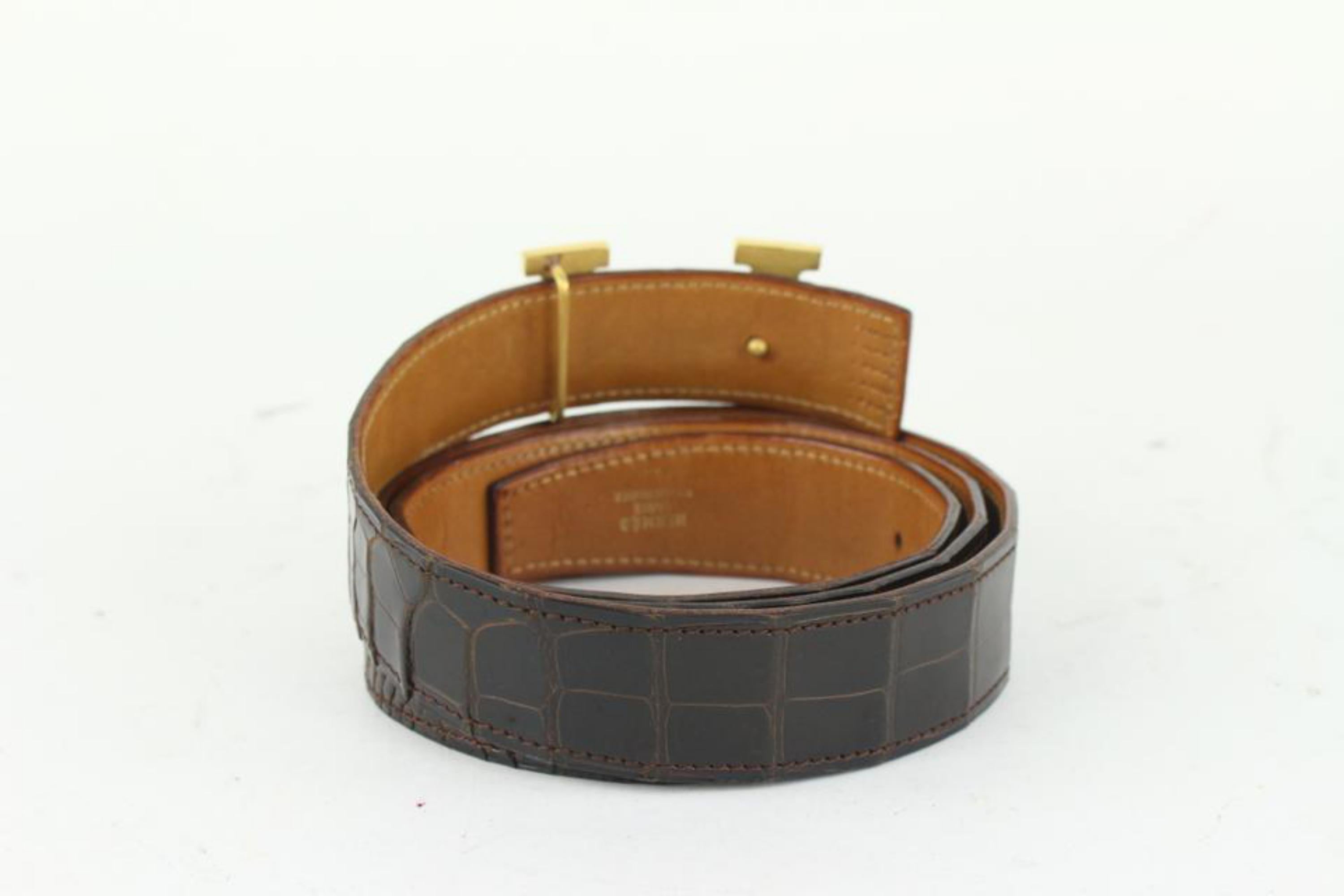 Kit ceinture réversible 32mm Havane Crocodile H Logo Hermès 930h19 2