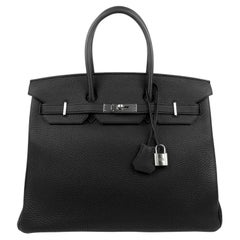 Hermes 35 Birkin Bag Black Togo Palladium Hardware