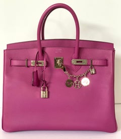 Hermes 35 Birkin Cyclamen Epsom Palladium