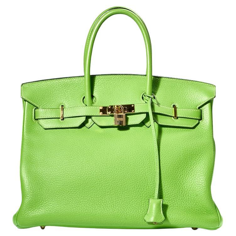 Hermes 35 Birkin green fluo bag For Sale