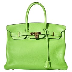 Hermes 35 Birkin green fluo bag