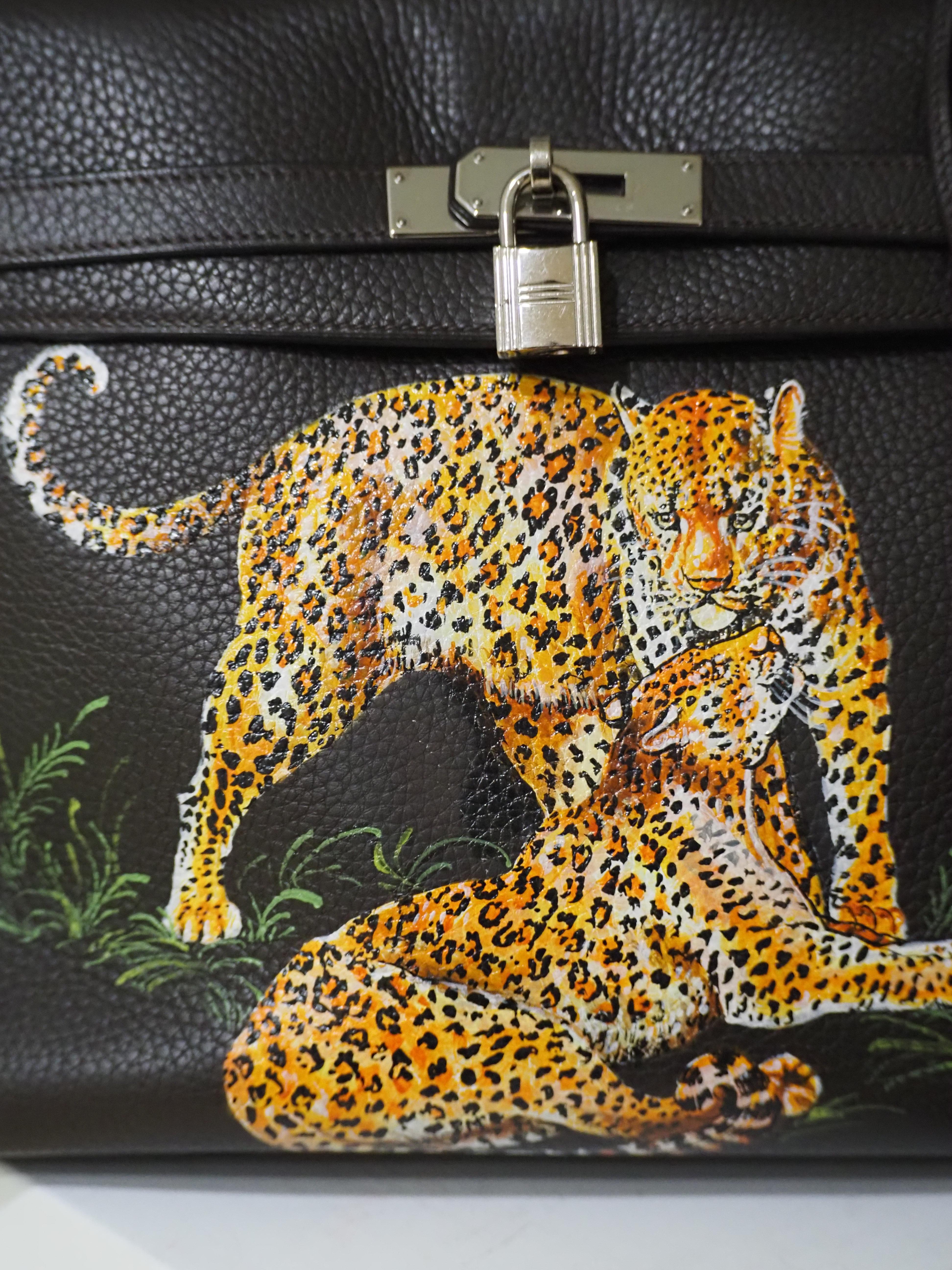 Hermès 35 Brown leather handpainted handbag shoulder bag 1
