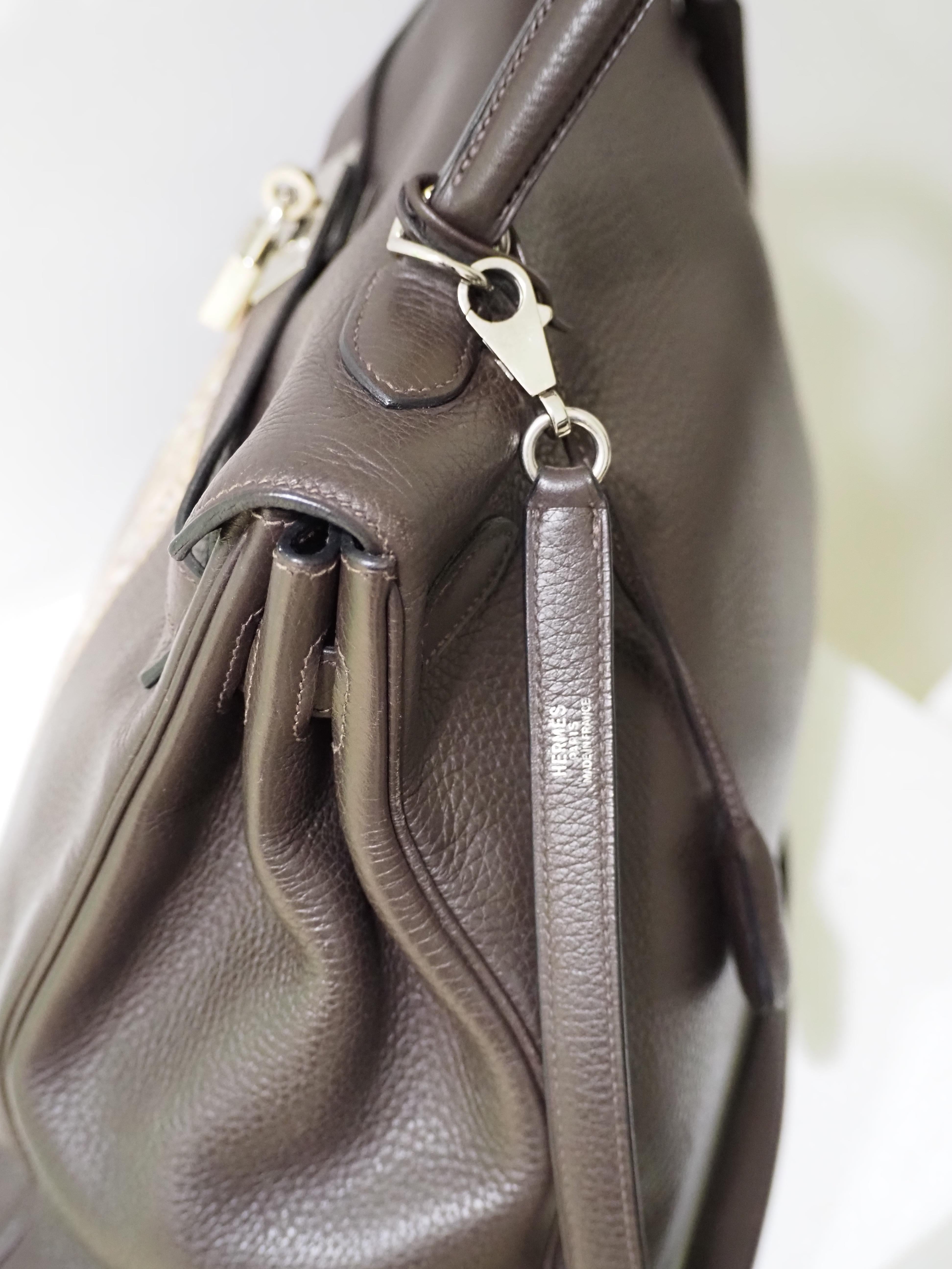 Hermès 35 Brown leather handpainted handbag shoulder bag 4