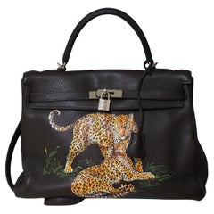 Hermès 35 Brown leather handpainted handbag shoulder bag