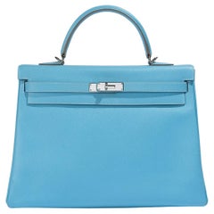 Hermès 35 Celeste Blue Epsom Leather PHW