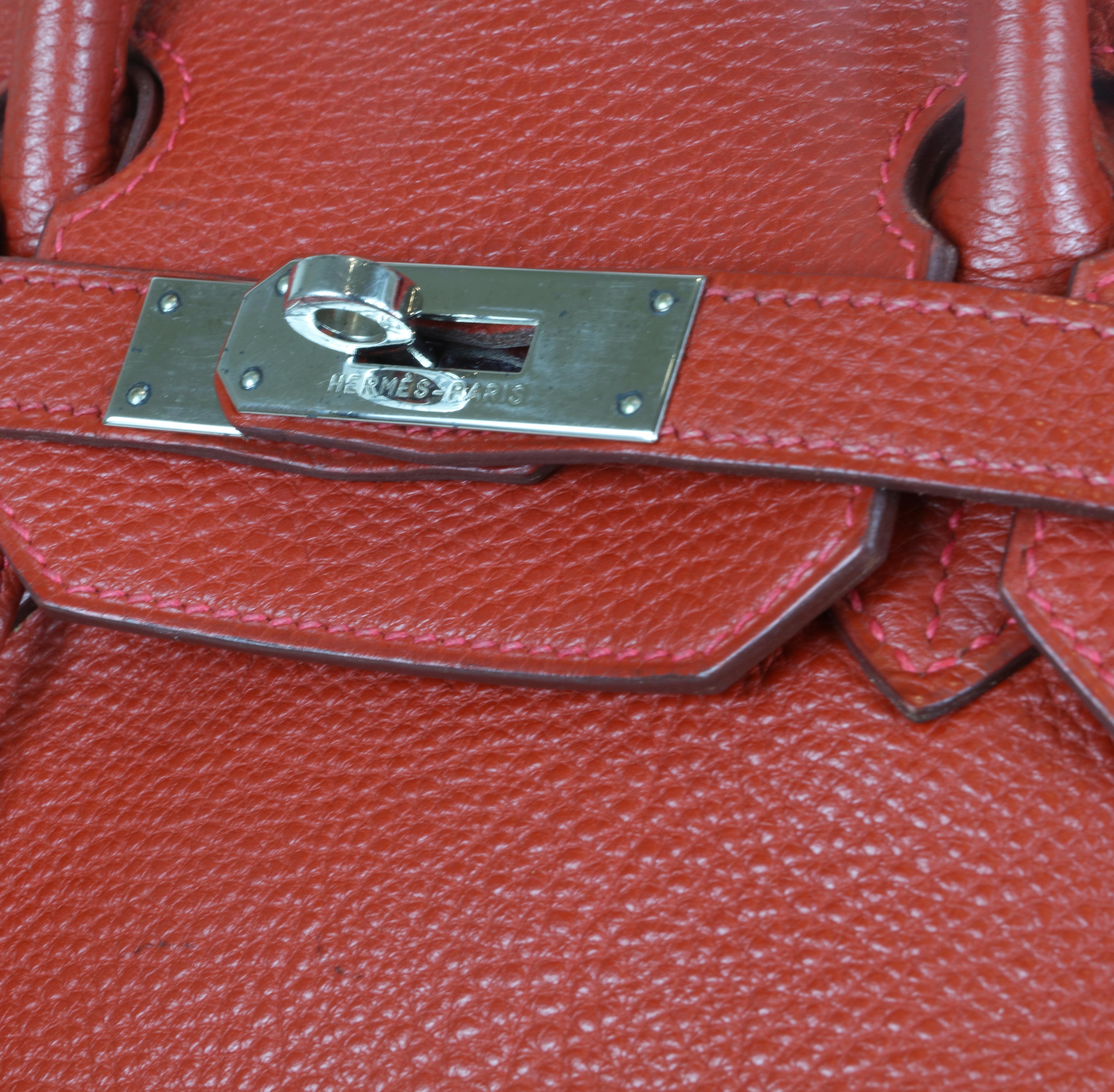 Hermès Birkin 35 cm mit Platinbeschlägen Rotes Togoleder 1