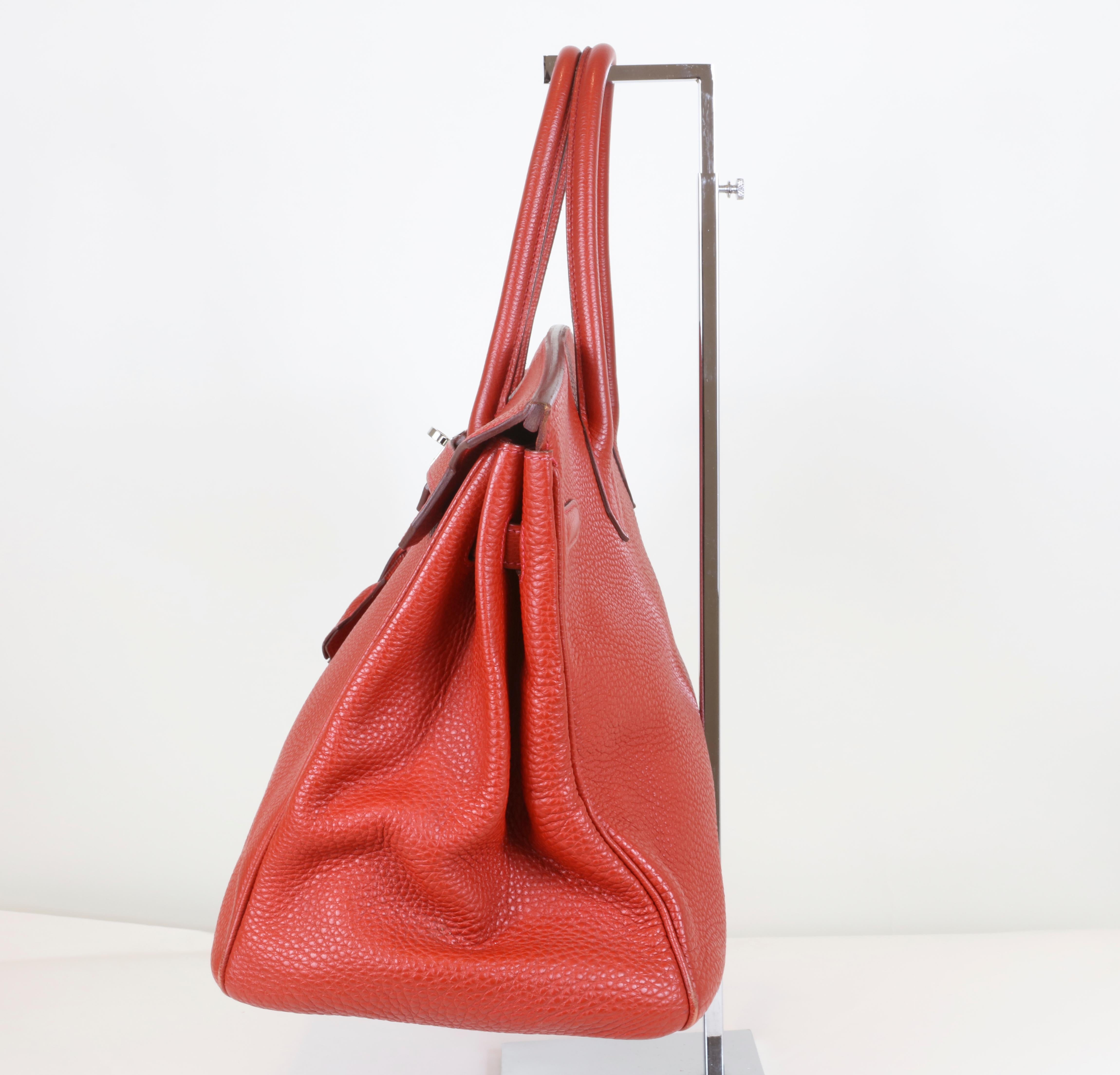 Hermès Birkin 35 cm mit Platinbeschlägen Rotes Togoleder 2