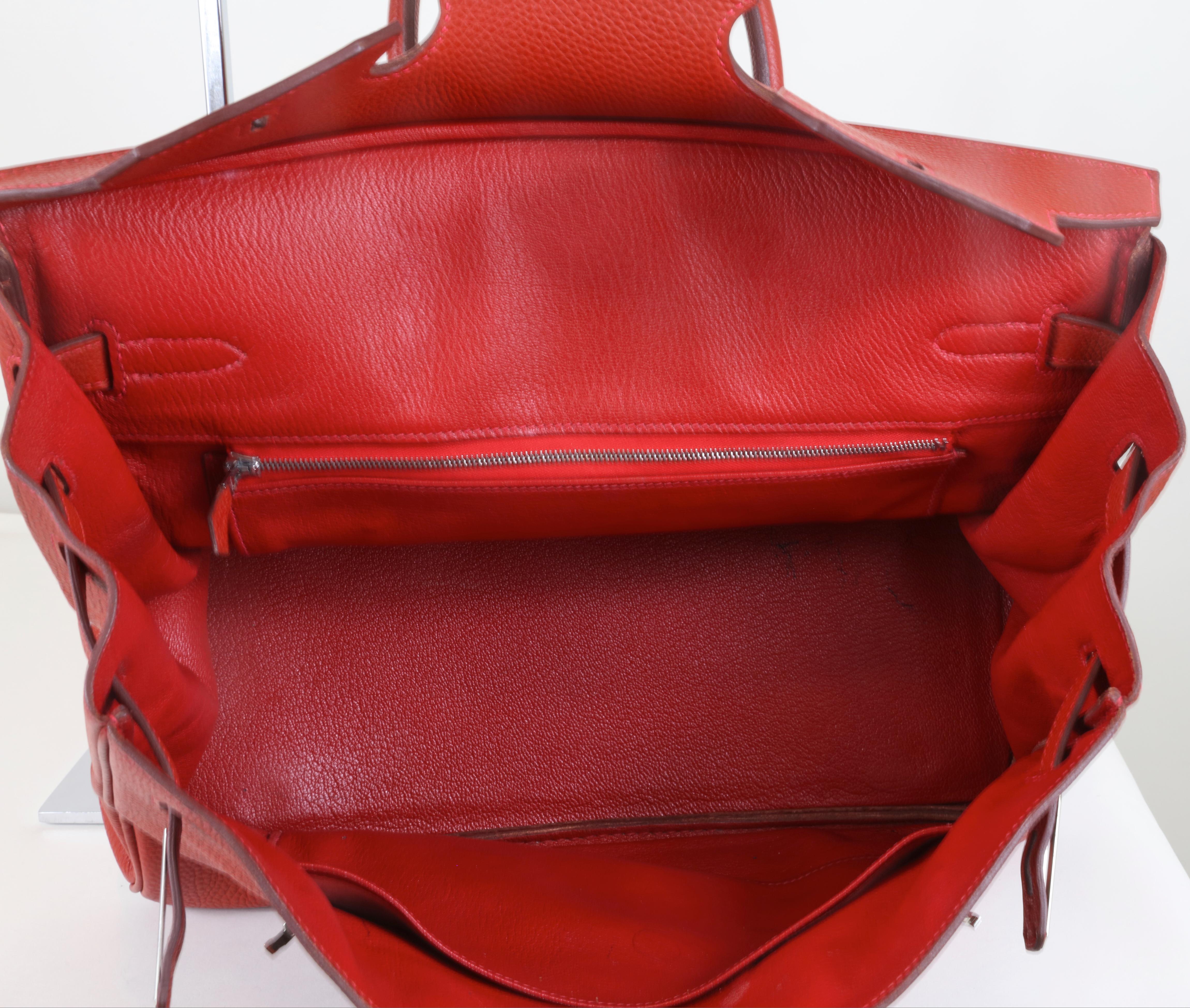 Hermès Birkin 35 cm mit Platinbeschlägen Rotes Togoleder 4