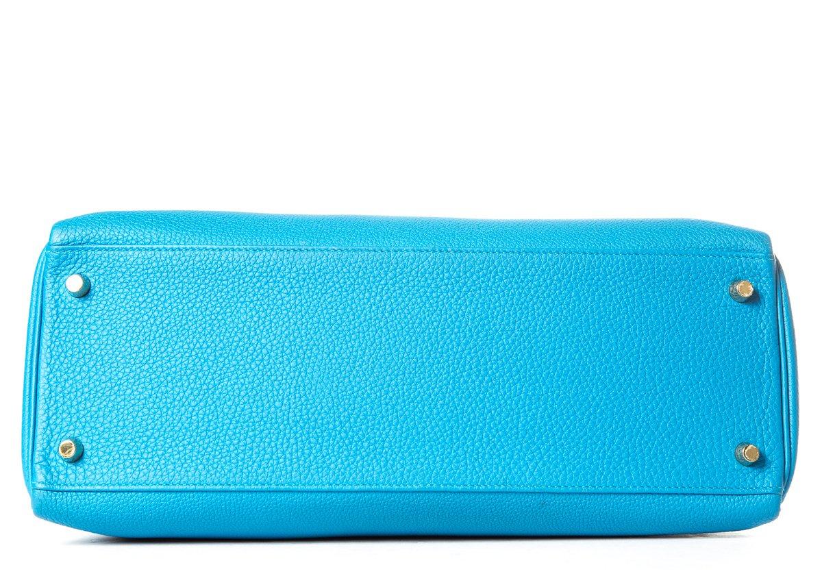 Women's Hermes 35 cm Blue Izmir Kelly Bag Clemence leather For Sale