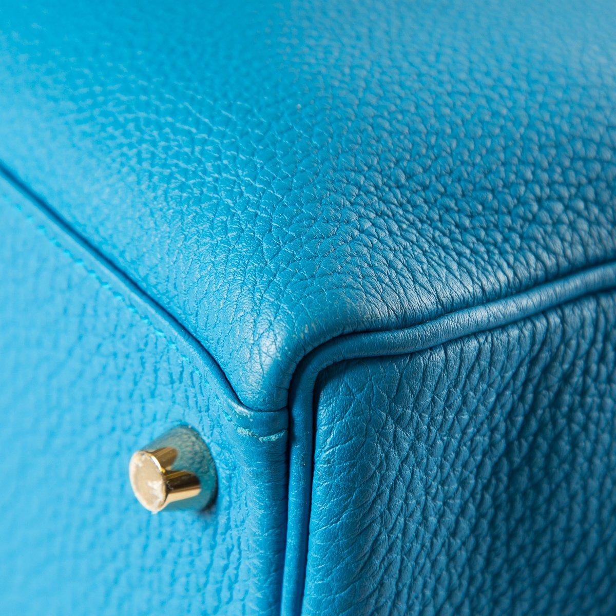 Hermes 35 cm Blue Izmir Kelly Bag Clemence leather For Sale 1