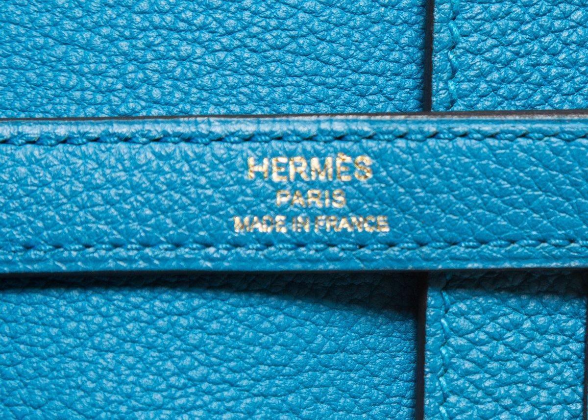 Hermes 35 cm Blue Izmir Kelly Bag Clemence leather For Sale 4