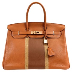 Hermès 35 cm Club Birkin Gold Brown Olive Lizard