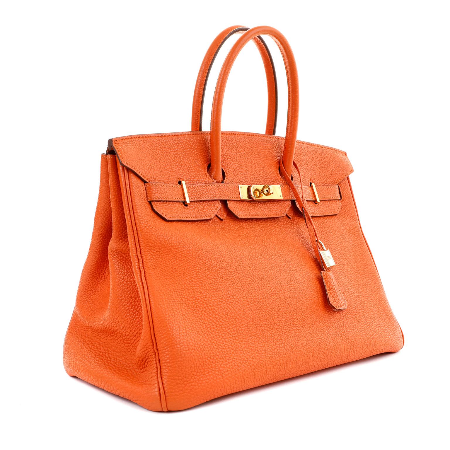 Hermès 35 cm Orange Togo Birkin with Gold Hardware In Excellent Condition In Palm Beach, FL
