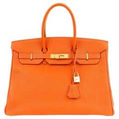 Hermès 35 cm Orange Togo Birkin with Gold Hardware