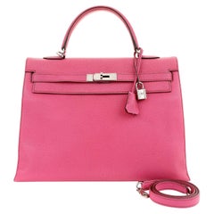 Hermès 35 cm Shocking Pink Chevre Kelly