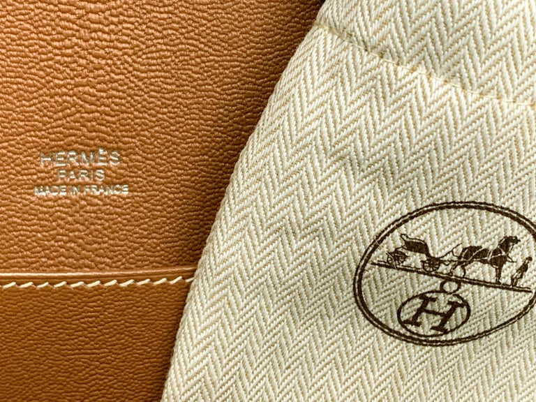 HERMES 35cm Barénia Fauvre Straw Kelly Picnic Bag Natural For Sale at