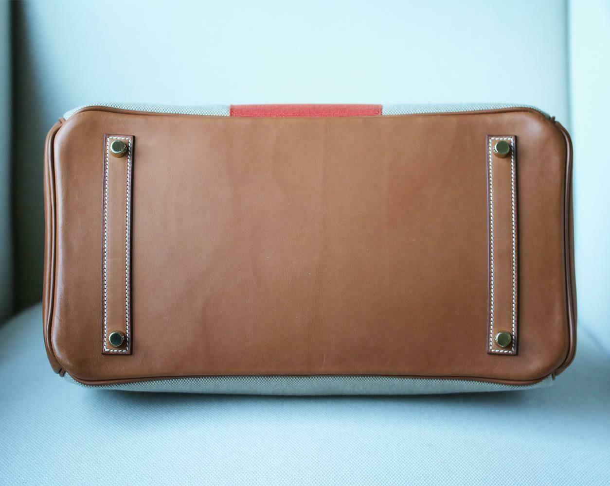 Hermès 35CM Barenia Toile Permabrass H/W Birkin Bag 2