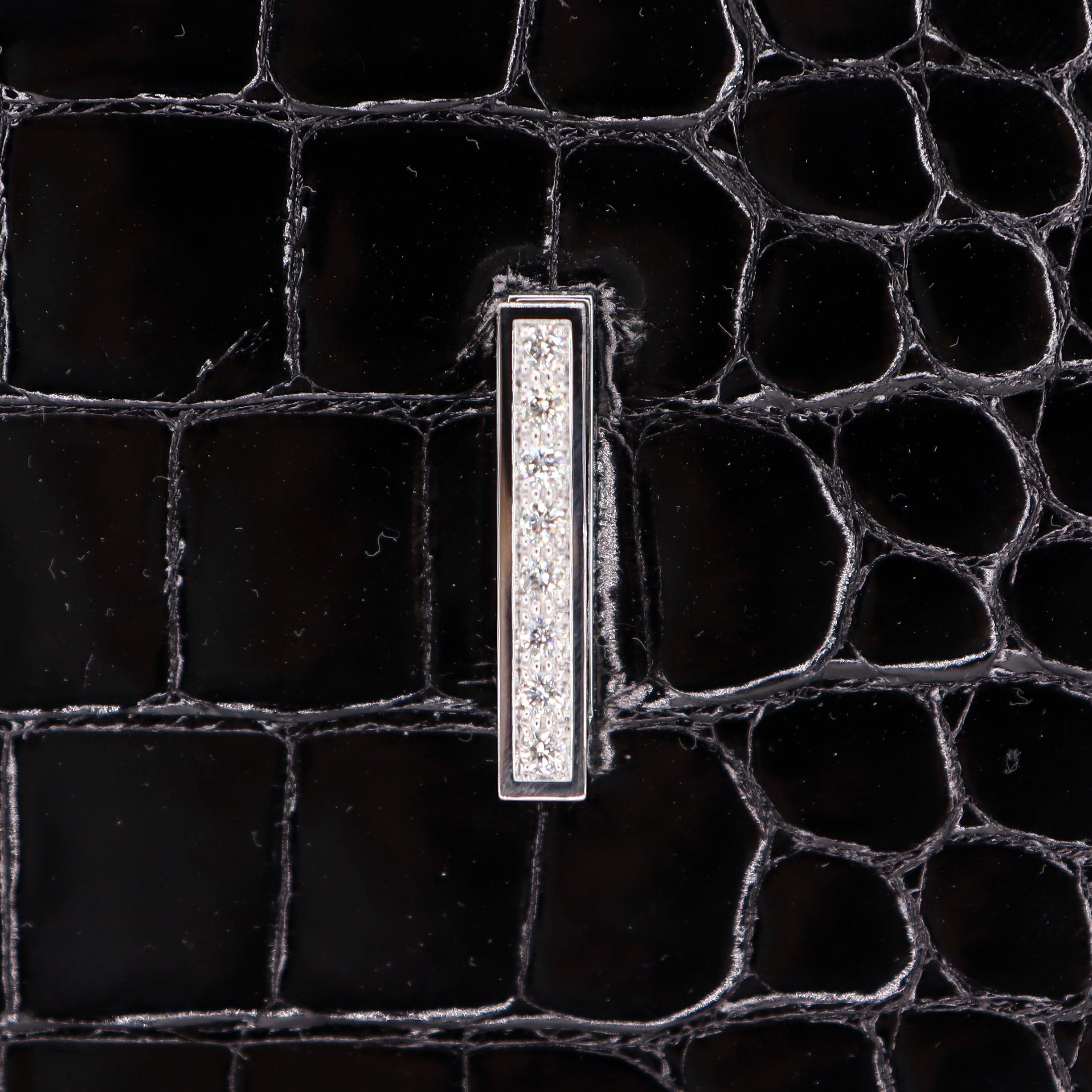 Hermès 35cm Birkin Black Shiny Porosus Crocodile White Gold Diamond Hardware For Sale 4