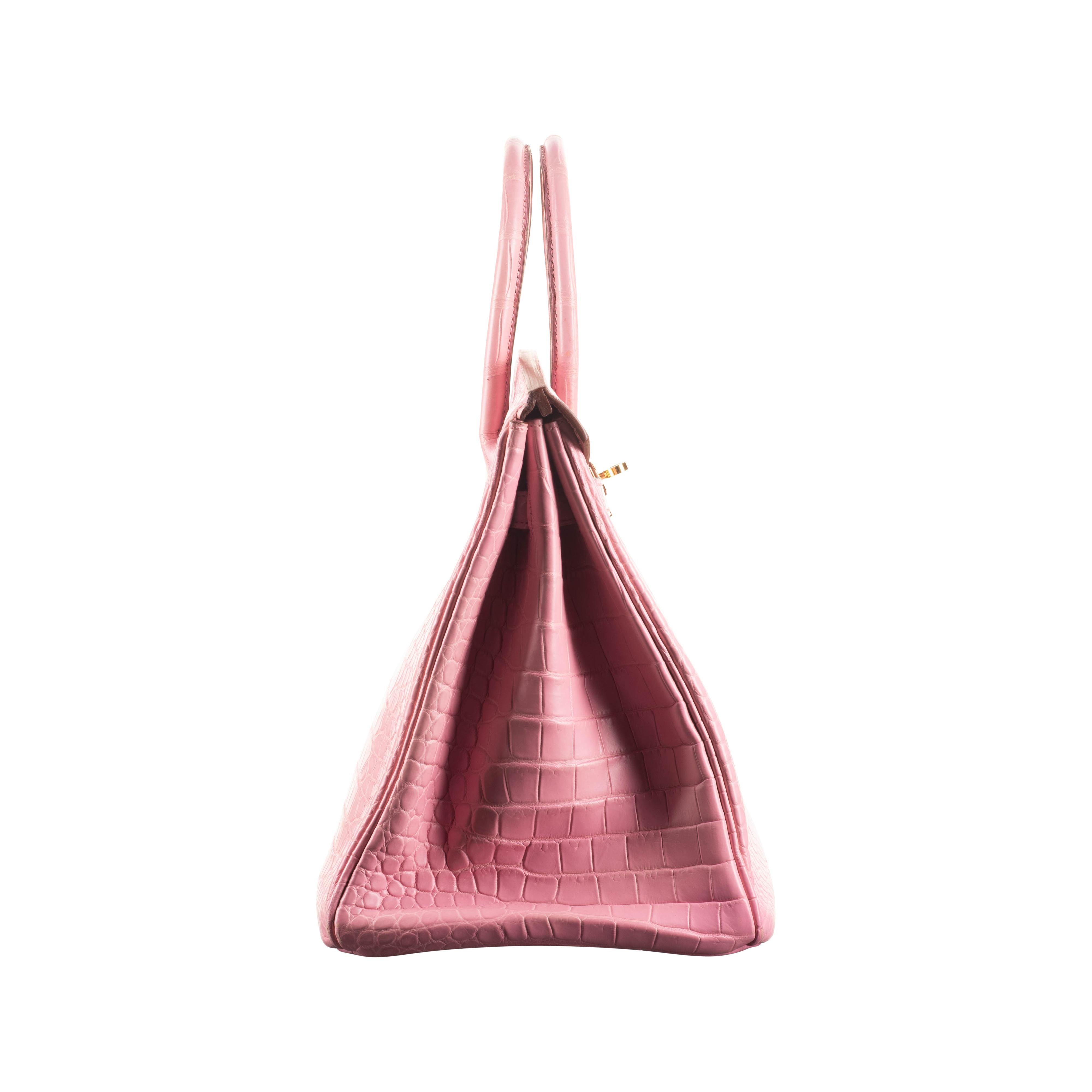 Hermès 35cm Birkin Bubblegum Matte Alligator Gold Hardware 2011 4