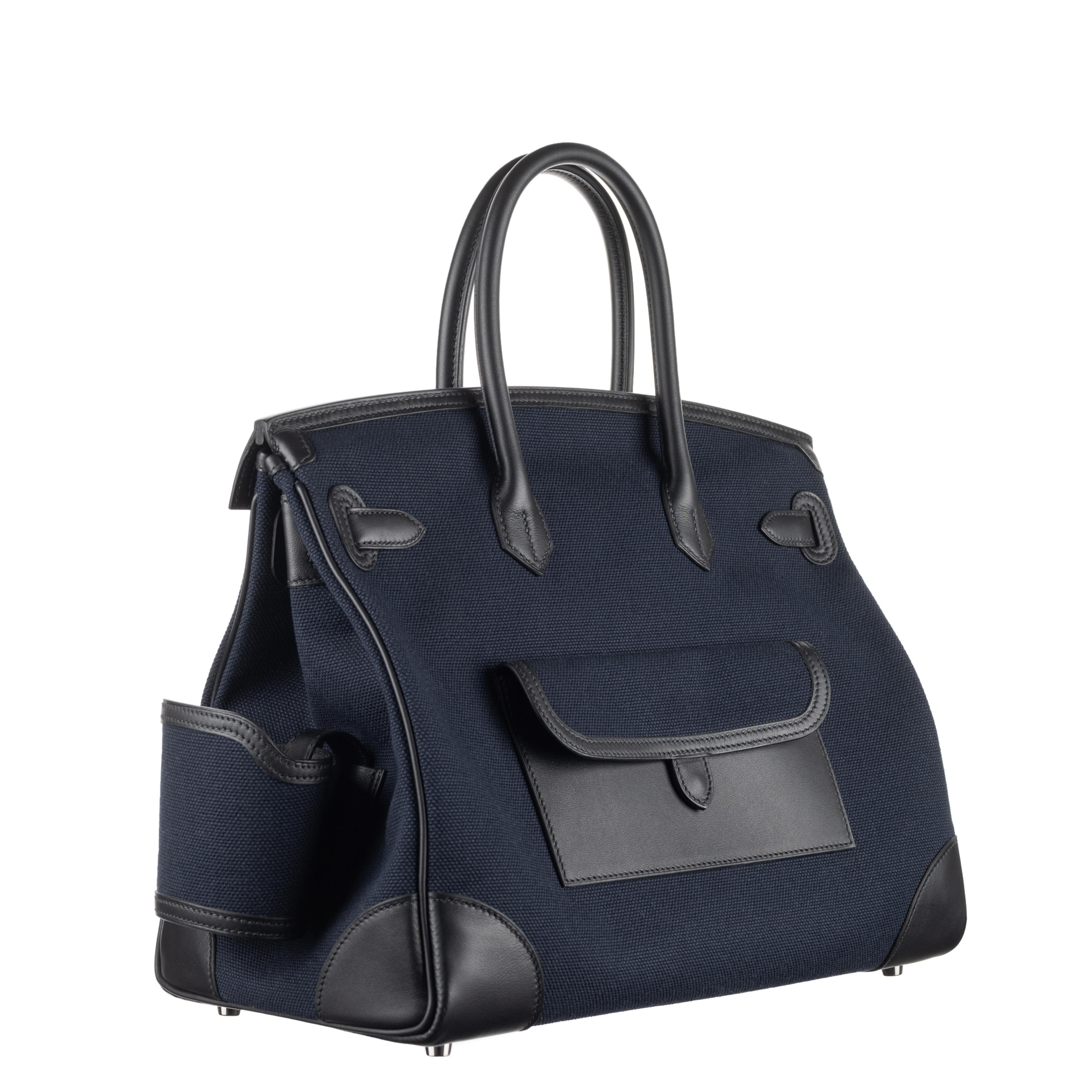 Hermès 35cm Birkin Cargo Bleu Marine Palladium Hardware 2021 3