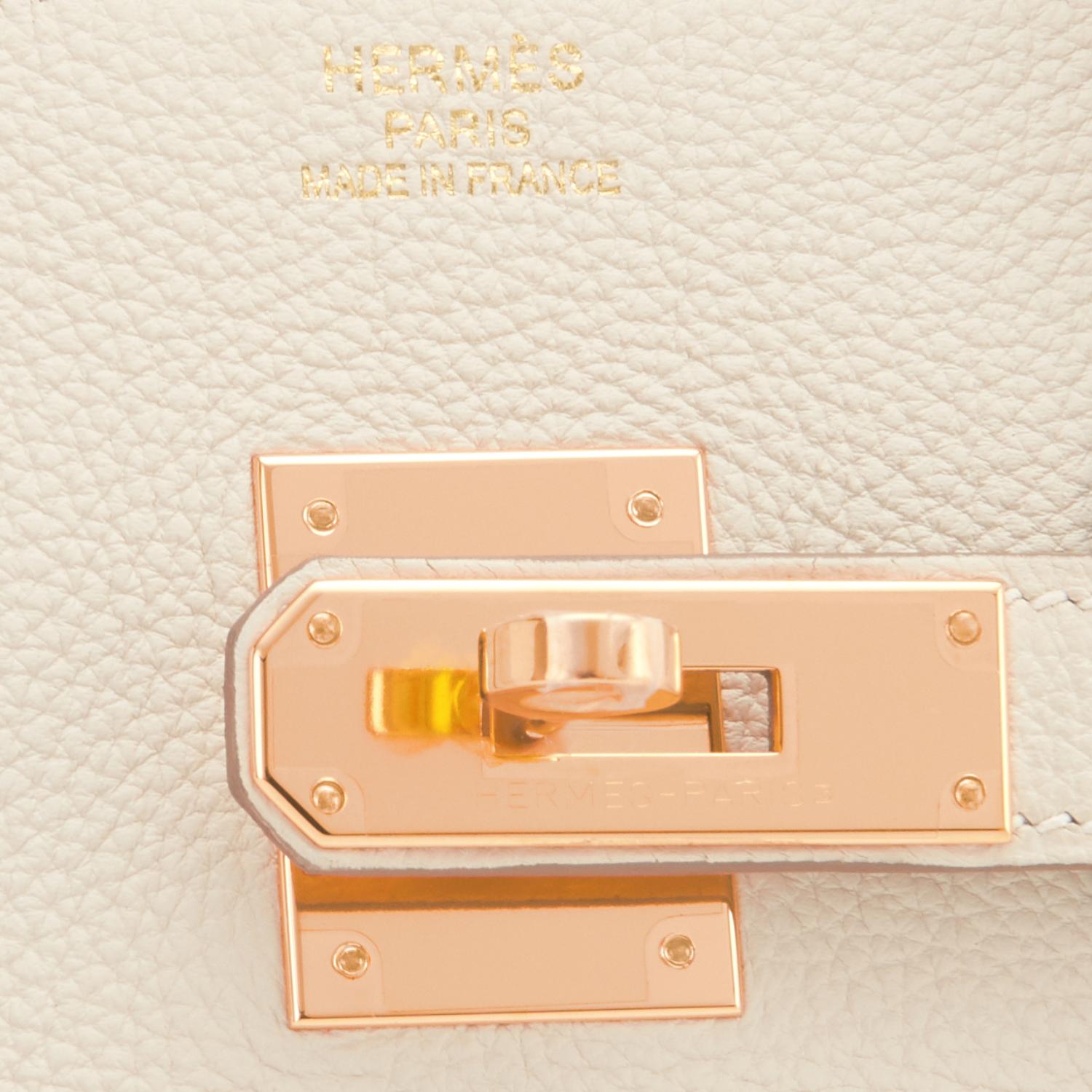 Hermes 35cm Birkin Craie Chalk Off White Togo Rose Gold Hardware Y Stamp, 2020 2