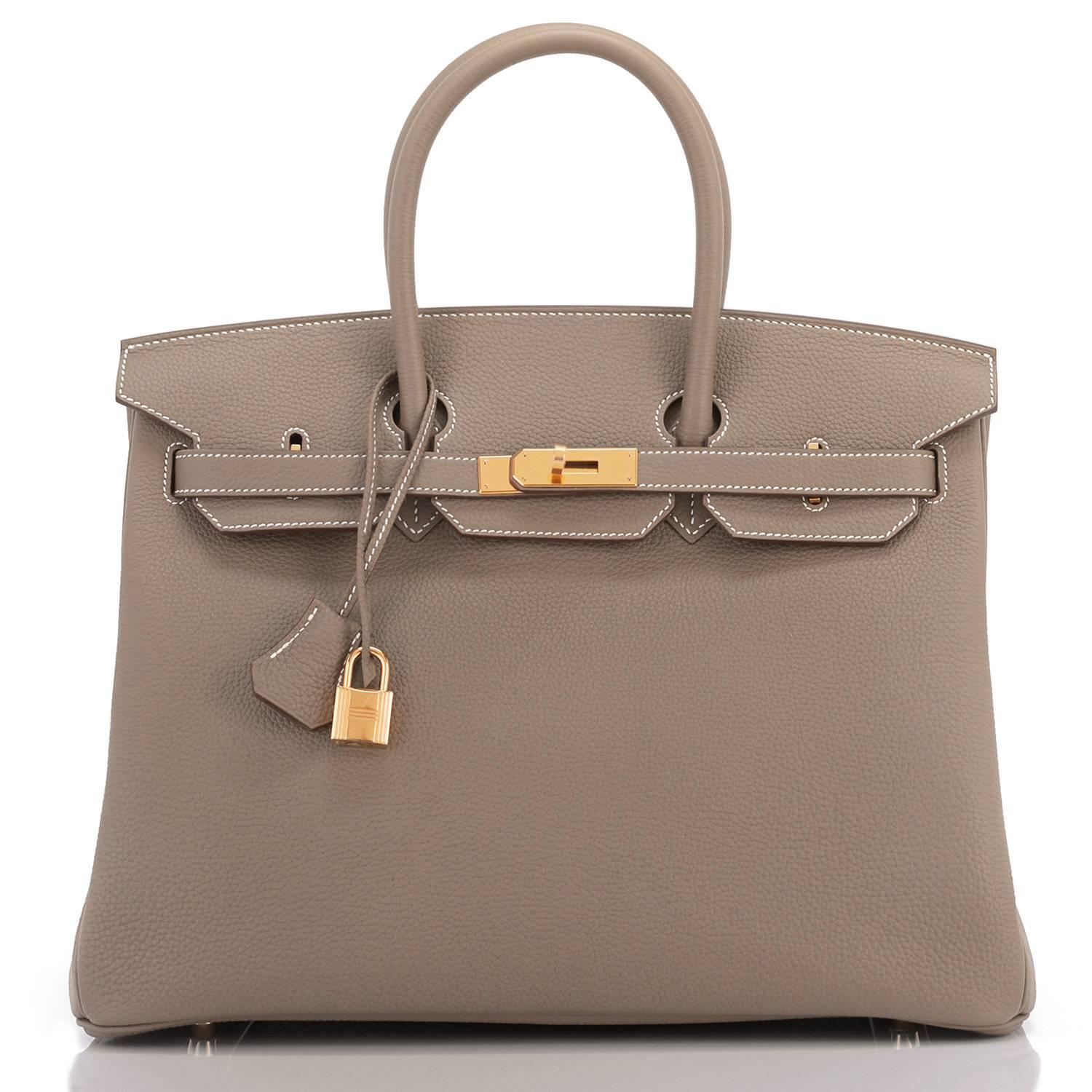 Brown Hermes 35cm Birkin Etoupe Togo Taupe Gold Hardware Bag W Stamp, 2024