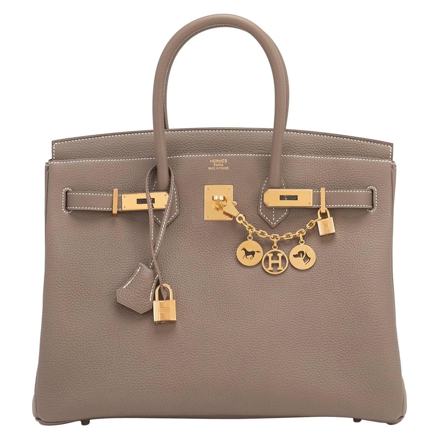 Hermes 35cm Birkin Etoupe Togo Taupe Gold Hardware Bag W Stamp, 2024